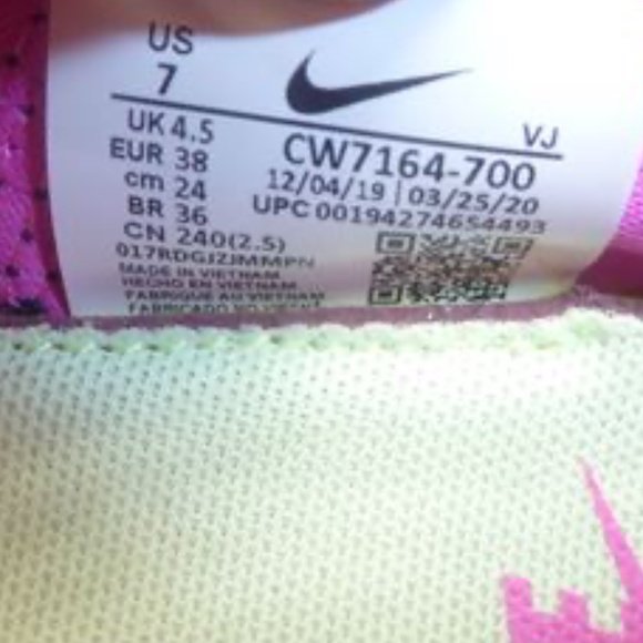 Nike Aqua Rift Sneakers; #CW 7164-700, Barely Volt, Fire Pink, Sz.7 - Picture 8 of 8